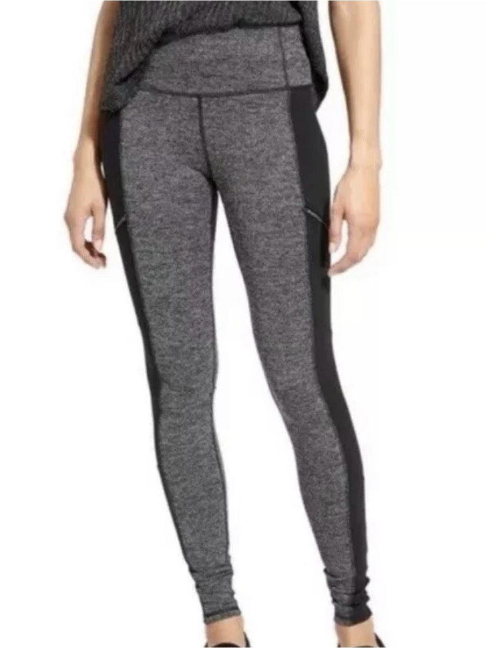 Athleta Womens XS Gray and Black High-Waist Panel Leggings